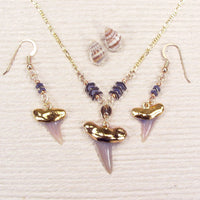 Fossil Mako Shark Tooth Earrings and Necklace Set