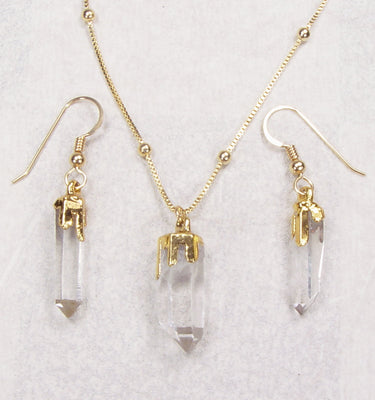 Quartz Crystal Necklace and Earrings Set