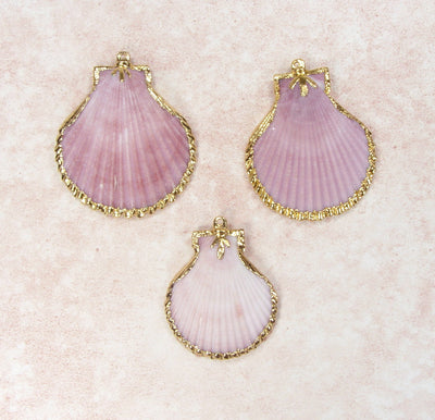 Limited-Time Special: Purple Scallop Shell Pendants with Tri-leaf Design