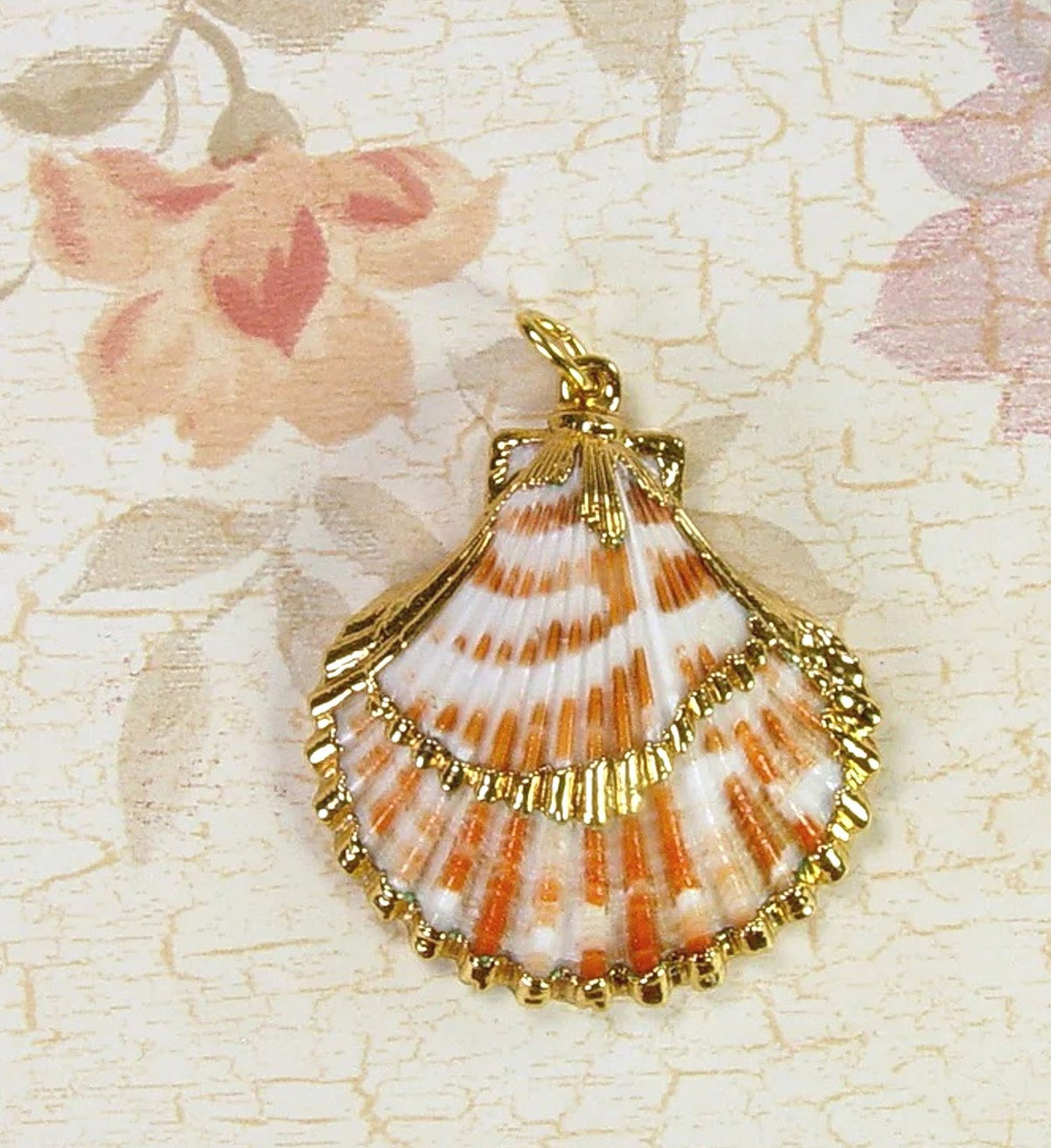 Scallop Seashell Pendant with Electroformed 18kt Gold
