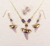 Fossil Mako Shark Tooth Earrings and Necklace Set
