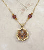 Fossil Sand Dollar Necklace with Accent Beads & Gold-Filled Chain