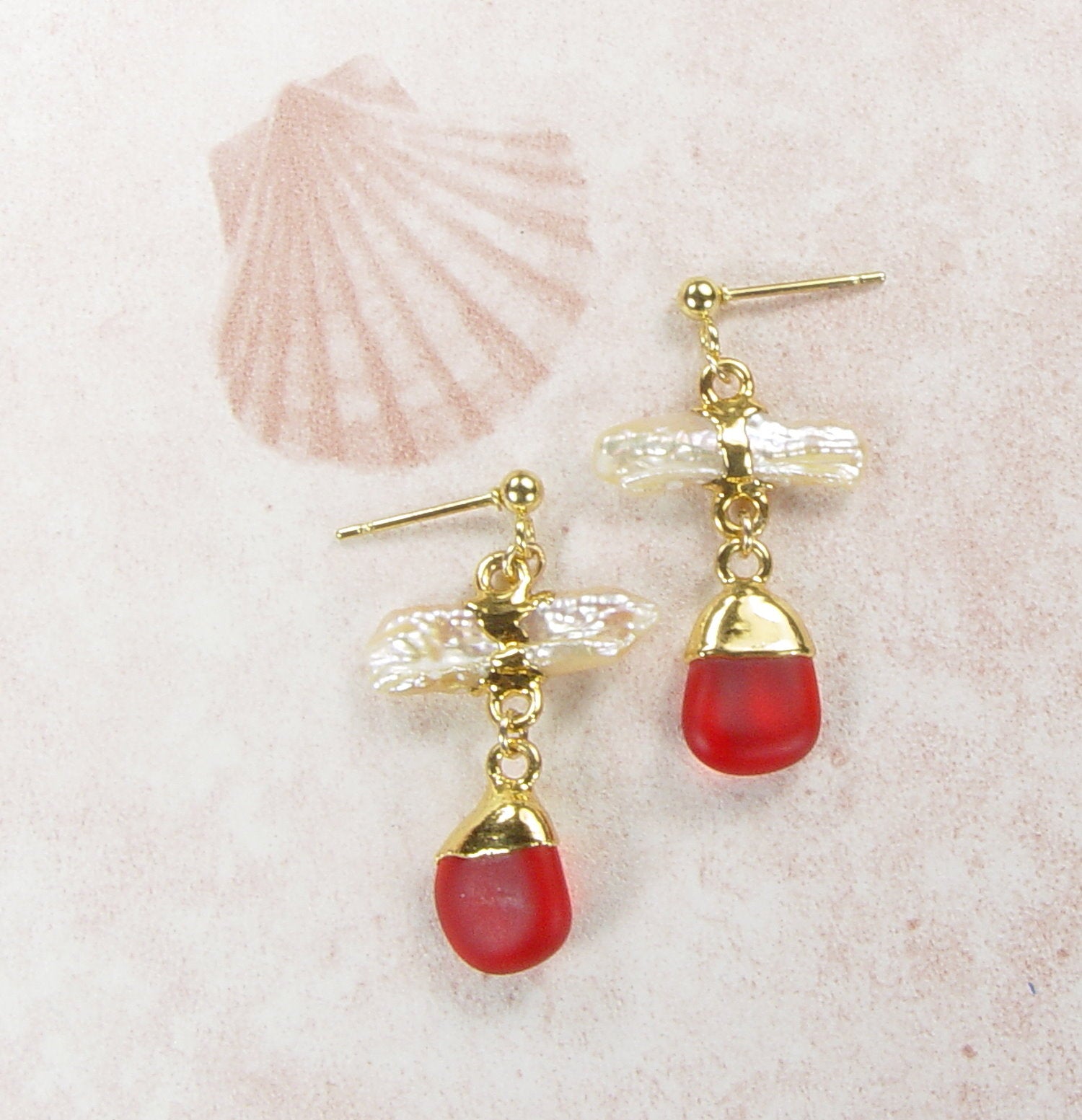 Sea Glass and Pearl Earrings