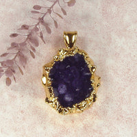 Amethyst Crystal Cluster Pendant with Electroformed 18kt Gold