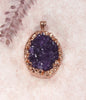 Amethyst Crystal Cluster Pendant with Electroformed 18kt Rose Gold