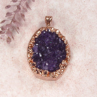 Amethyst Crystal Cluster Pendant with Electroformed 18kt Rose Gold