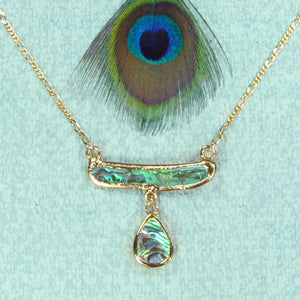 Abalone (Paua) Shell Necklace with Abalone Teardrop Accent & Gold-Filled Chain