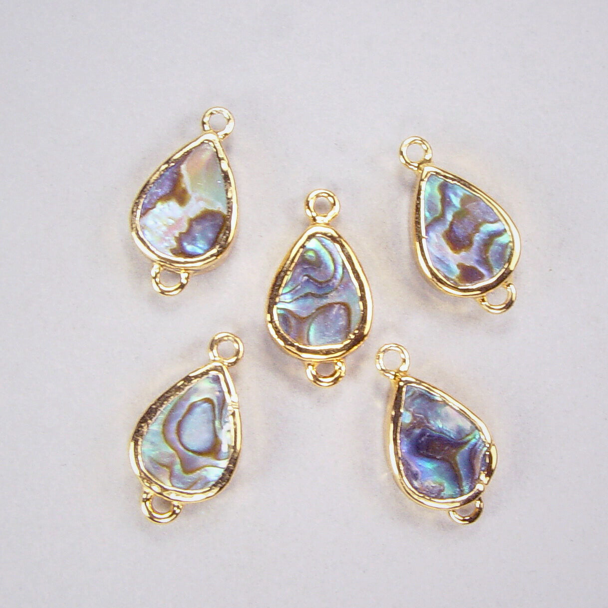 Quantity Discount: Small Paua Shell (Abalone) Teardrop Connectors