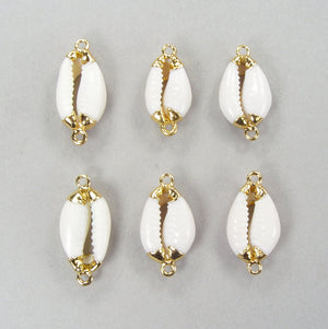 Quantity Discount: Cowry Shell Drops with Double Rings & Caps
