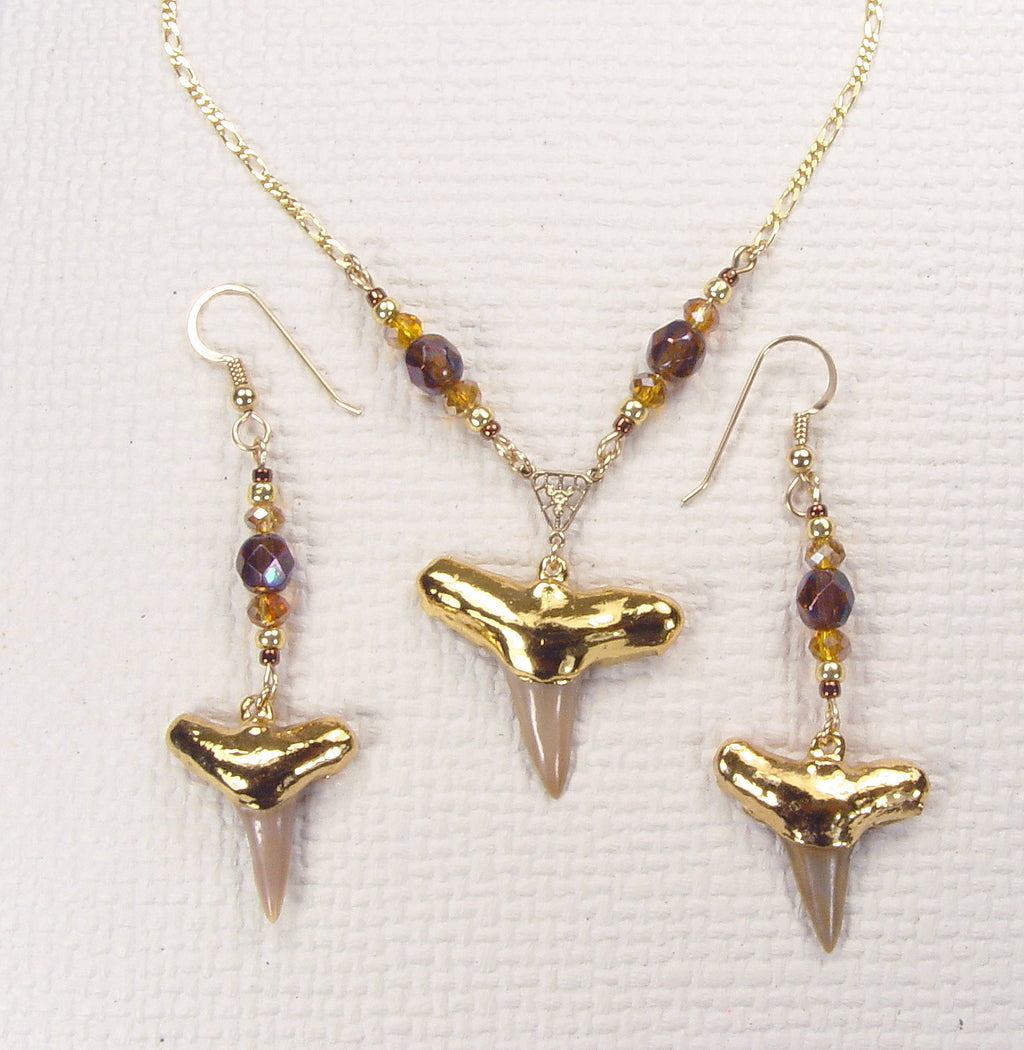 Shark Tooth Necklace and Earring Set