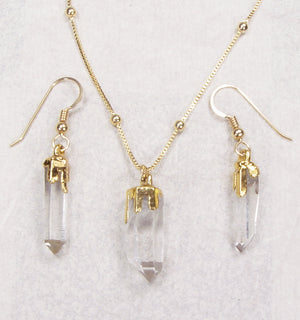 Quartz Crystal Necklace and Earrings Set