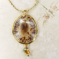 Limpet Shell Necklace with 18k Electroformed Gold & Dangle Accent Beads on Gold-Filled Chain