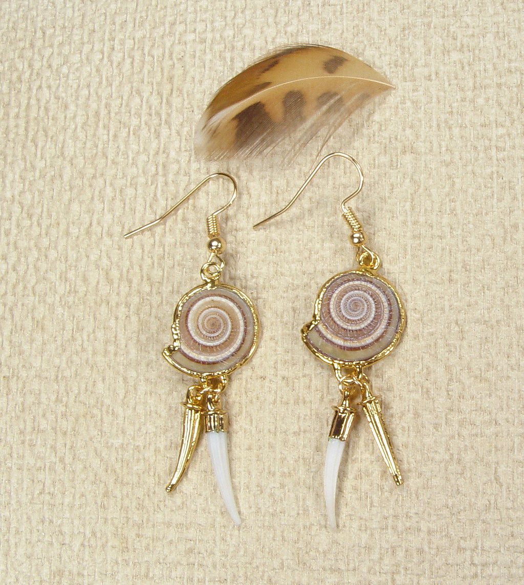 Sundial Shell Earrings Electroformed with 18kt Gold