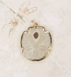Fossil Sand Dollar Pendant with 18k Electroformed Gold
