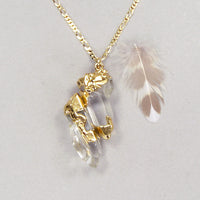 Quartz Crystal Necklace with 18k Electroformed Gold on Gold-Filled Chain