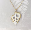 Sliced Maple Leaf Shell Necklace with 18k Electroformed Gold on Beaded Gold-Filled Chain