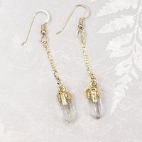 Quartz Crystal Earrings with Hypo-Allergenic Earring Wires & 18k Electroformed Gold