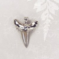 Nickel Fossil Shark Tooth Pendant with Accent Stone