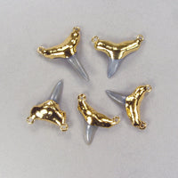 Quantity Discount: Corner Double Ring Shark Tooth Pendants in 18k Electroformed Gold