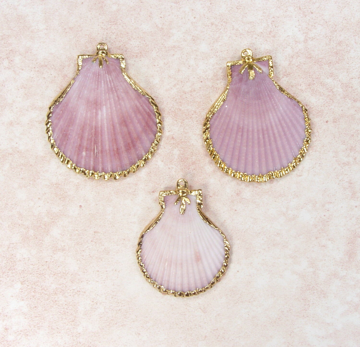Limited-Time Special: Purple Scallop Seashell Pendants with Tri-leaf Design