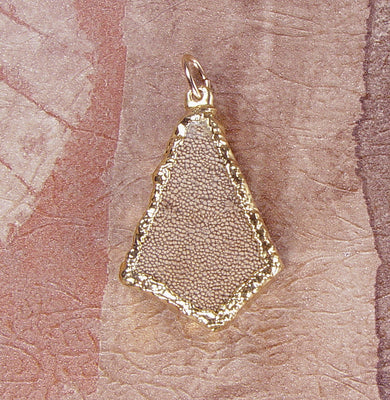 Fossilized Dinosaur Eggshell Pendant with 18kt Electroformed Gold