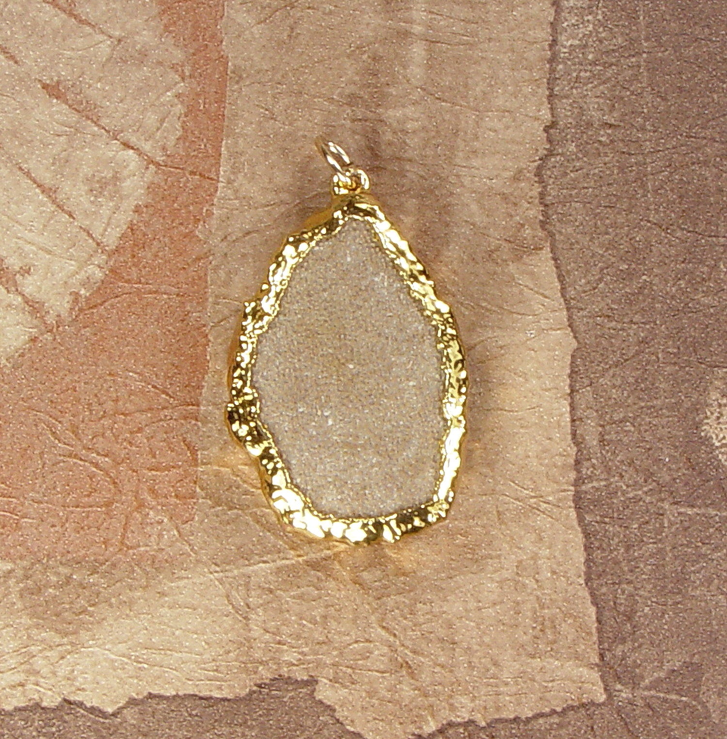 Fossil Dinosaur Eggshell Pendant with 18kt Electroformed Gold