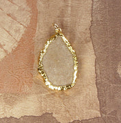 Fossilized Dinosaur Eggshell Pendant with 18kt Electroformed Gold