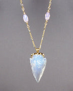 Opalite Arrowhead Necklace with Beaded Connectors & Gold-Filled Chain