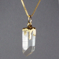 Quartz Crystal Necklace with Electroformed 18kt Gold & Gold-Filled Chain