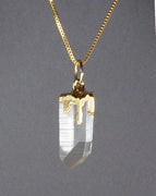 Quartz Crystal Necklace with Electroformed 18kt Gold & Gold-Filled Chain