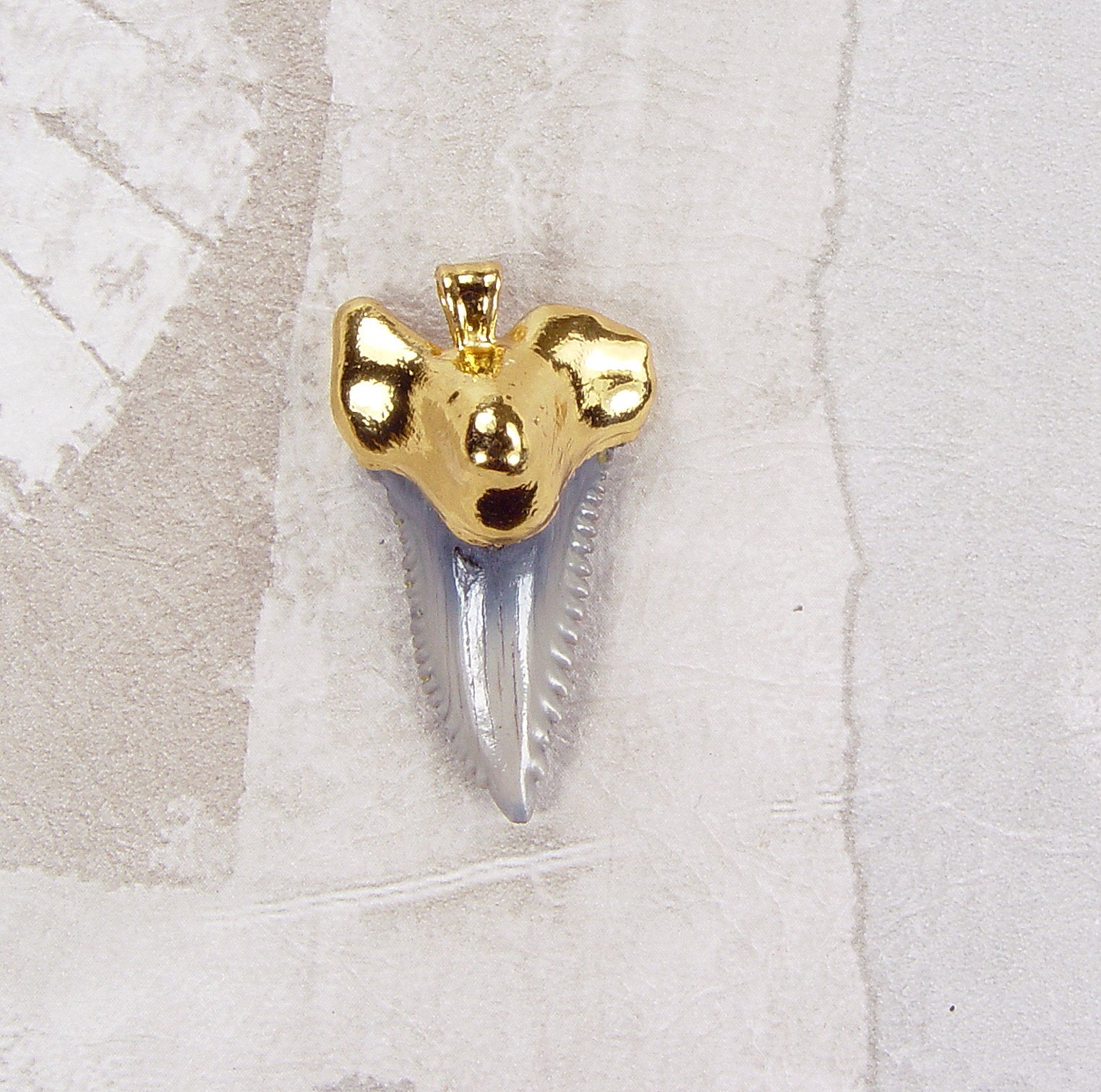 Hemipristis Fossil Shark Tooth Pendant with Electroformed 18kt Gold