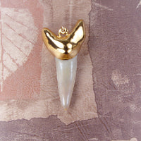 Fossil Mako Shark Tooth Pendant with Electroformed 18kt Gold