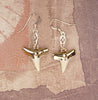 Fossil Lemon Shark Tooth Earrings with Accent Stone Insert & Electroformed 18kt Gold