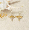 Fossil Lemon Shark Tooth Earrings with Accent Stone Insert & Electroformed 18kt Gold