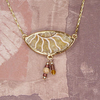 Ammonite Necklace With Accent Beads & Gold-Filled Chain