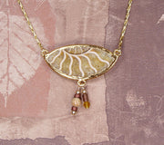 Ammonite Necklace With Accent Beads & Gold-Filled Chain