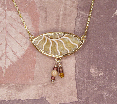 Fossil Ammonite Necklace With Accent Beads & Gold-Filled Chain