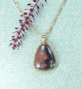 Fossilized Dinosaur Coprolite Necklace with 18kt Electroformed Gold