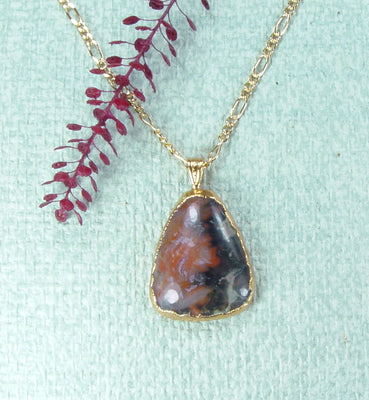 Fossilized Dinosaur Coprolite Necklace with 18kt Electroformed Gold