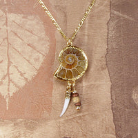 Ammonite Necklace With Accent Beads & Gold-Filled Chain