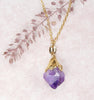 Amethyst Crystal Necklace with Gold-Filled Chain & Electroformed 18kt Gold