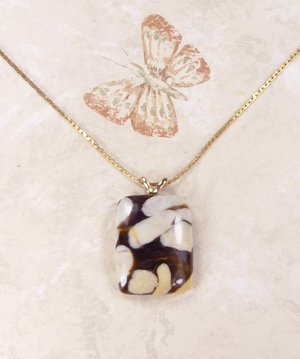 Fossilized Peanut Wood Necklace on Gold-Filled Chain