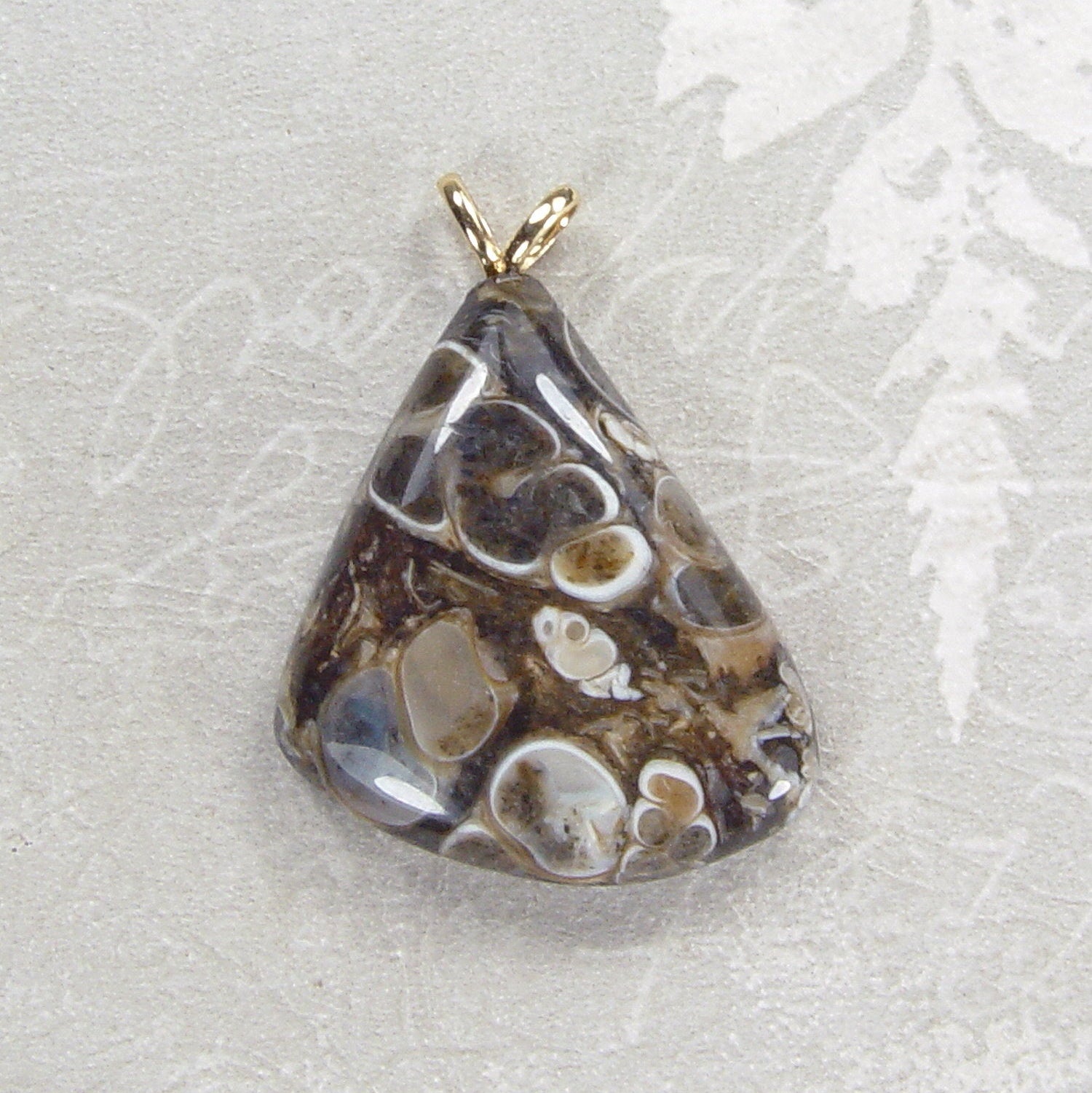 Turritella Agate Pendant with Electroformed 18kt Gold