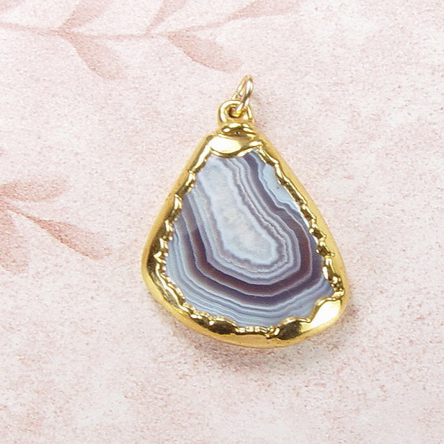Botswana Agate Pendant with Electroformed 18kt Gold