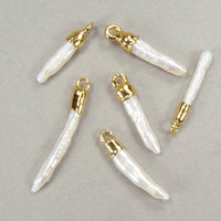 Quantity Discount:  Pencil Pearl Dangles with 18kt Electroformed Caps