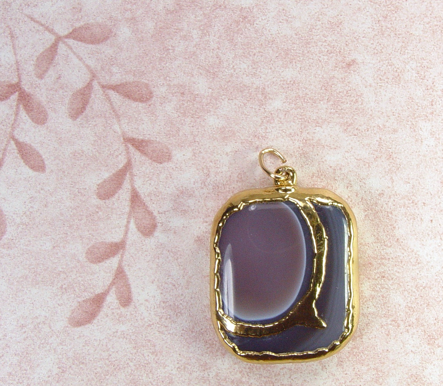 Botswana Agate Pendant with Electroformed 18kt Gold