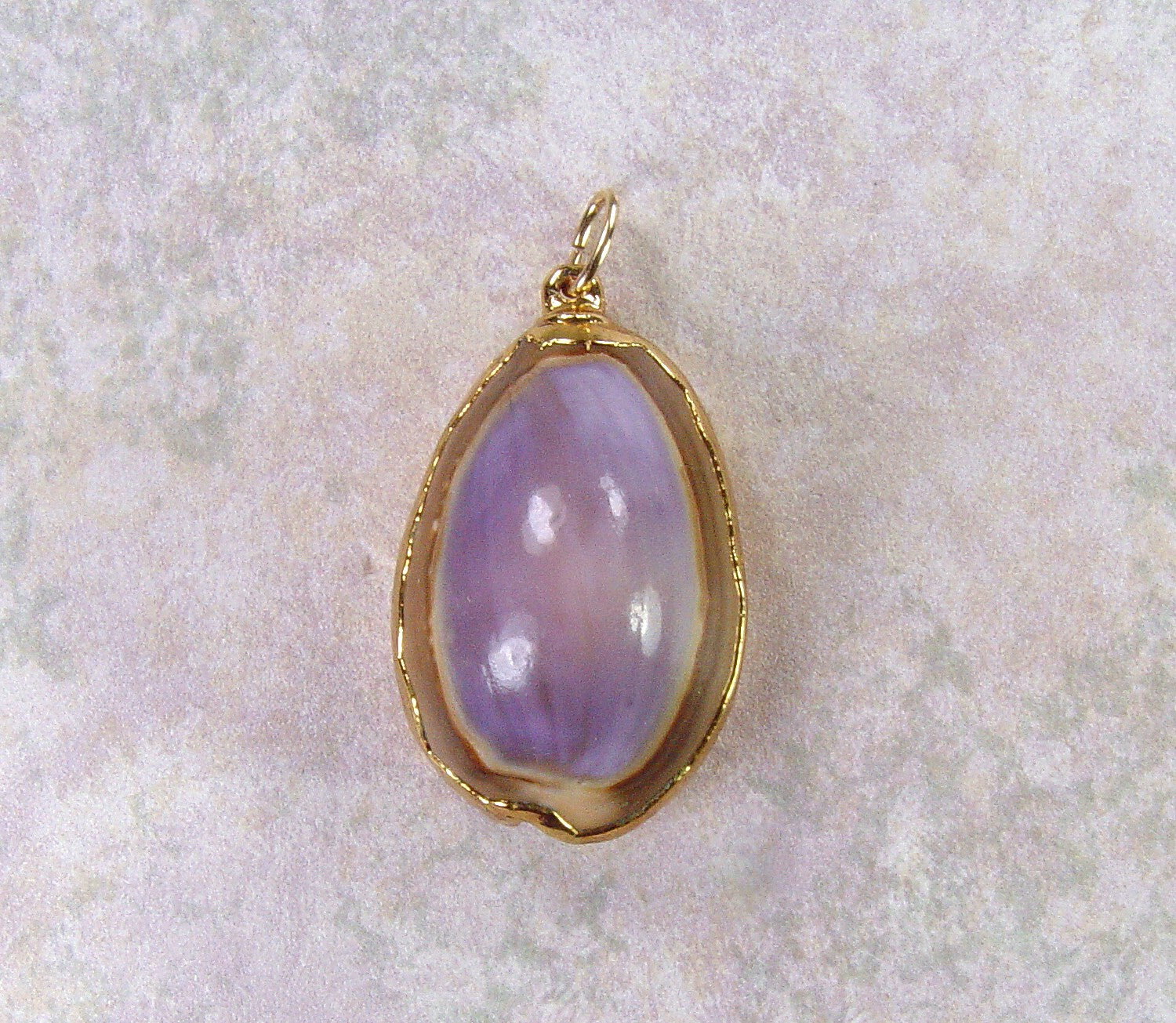 Purple Top Cowrie Pendant with Electroformed 18kt Gold