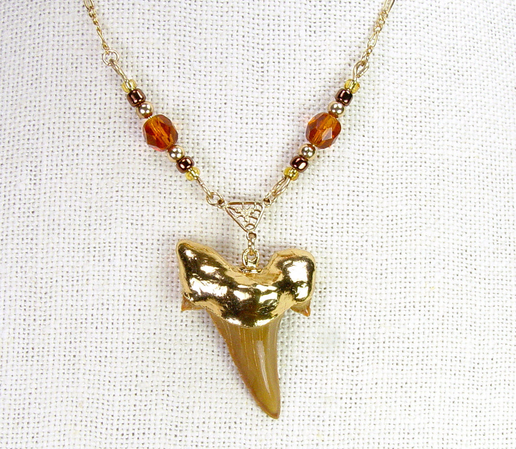 Fossil Mackerel Shark Tooth Necklace