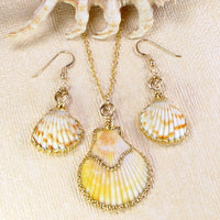 Scallop Shell Earrings And Pendant Set