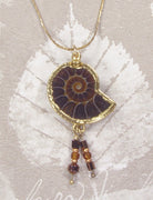 Ammonite Necklace With Accent Beads & Gold-Filled Chain